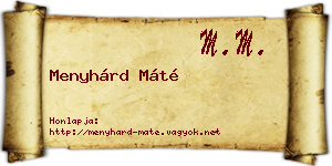 Menyhárd Máté névjegykártya